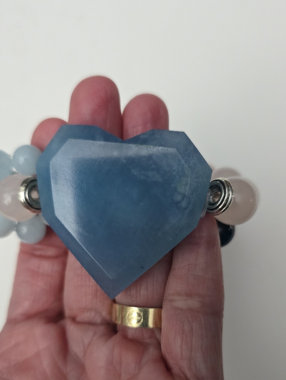 Blue Heart Gemstone Stretch Bracelet - Women Jewelry